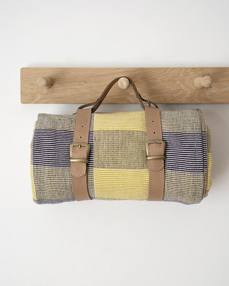 Mungo Picnic Blanket in Granadilla. Colourful pure cotton picnic blankets woven at the Mungo Mill in Plettenberg Bay, South Africa